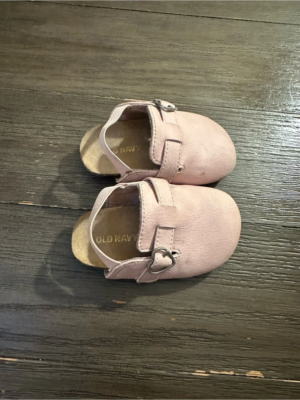 Sz 4 Faux-Suede Buckled Strap Clog Sandals